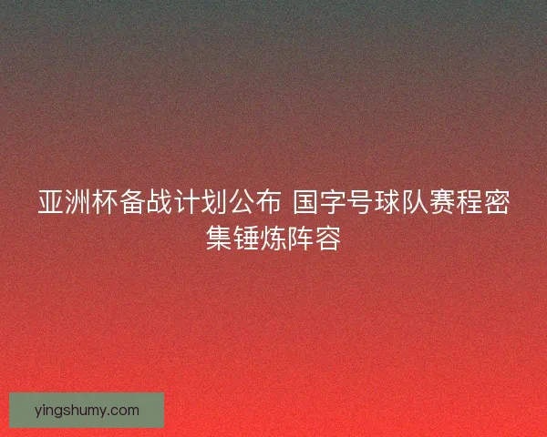 亚洲杯备战计划公布 国字号球队赛程密集锤炼阵容