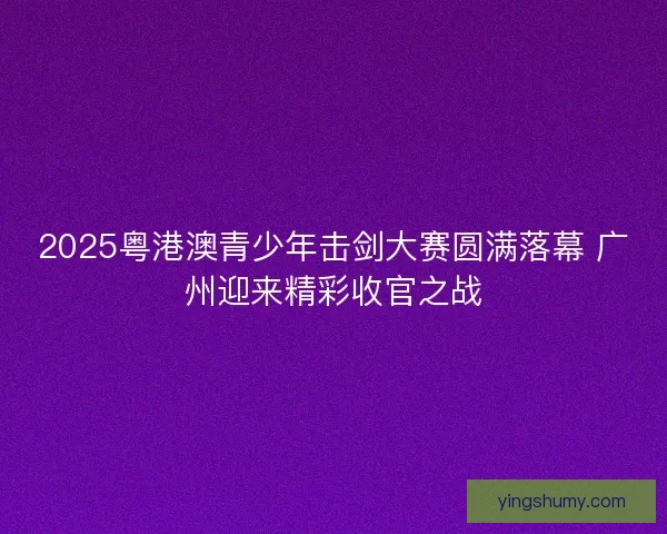 2025粤港澳青少年击剑大赛圆满落幕 广州迎来精彩收官之战 2025粤港澳青少年击剑大赛圆满落幕 广州迎来精彩收官之战